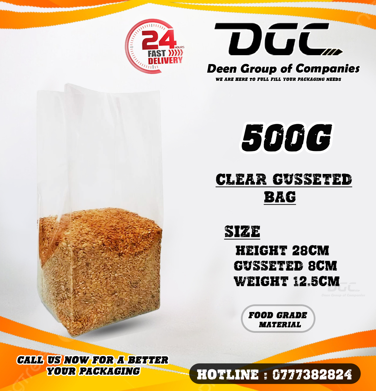 Clear Gusseted Bag 500g