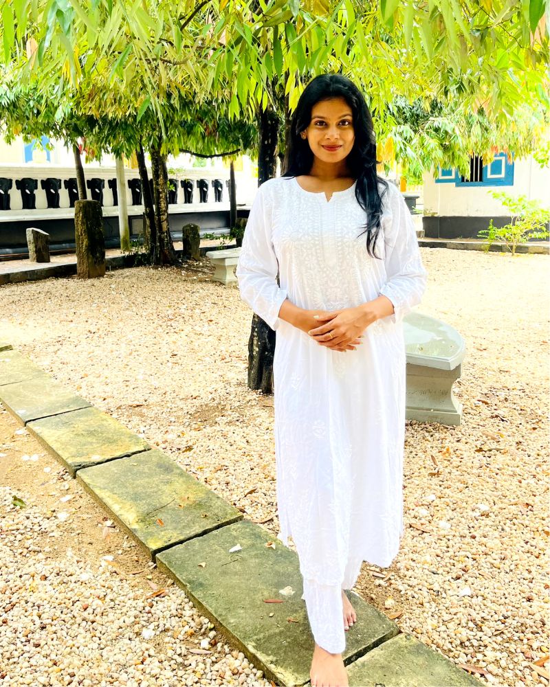  White Chikankari Kurta set (Top and Pant)