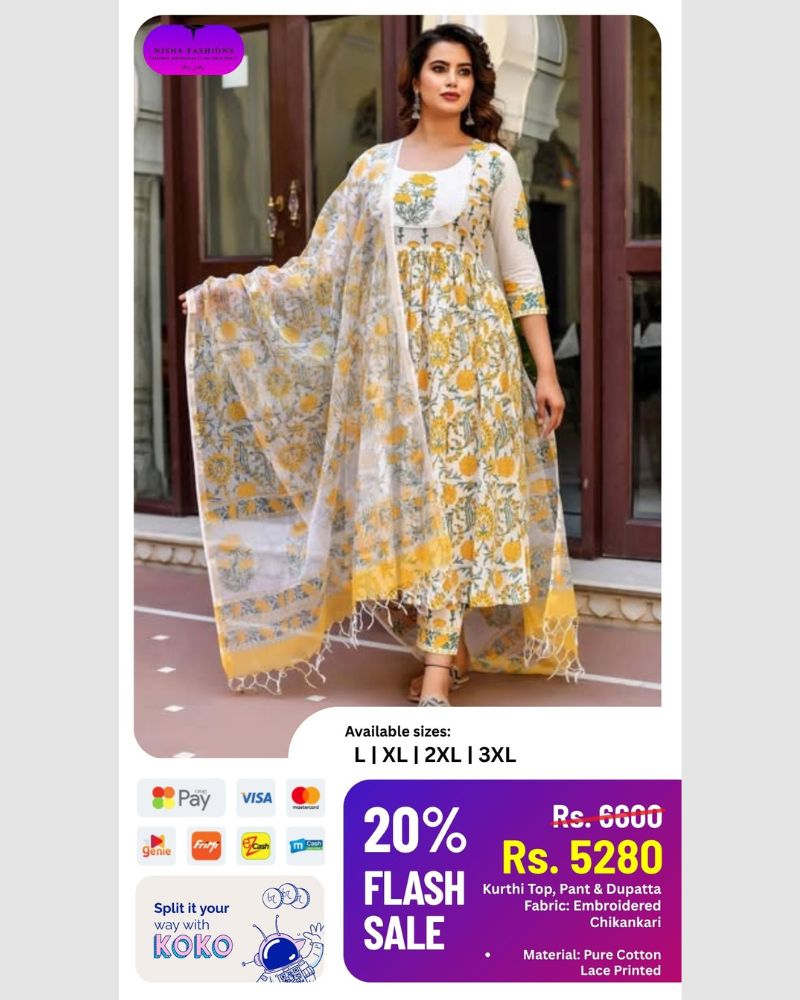 Blousewala Women Printed Anarkali Kurta and Pant Set with Dupatta - SOLD OUT